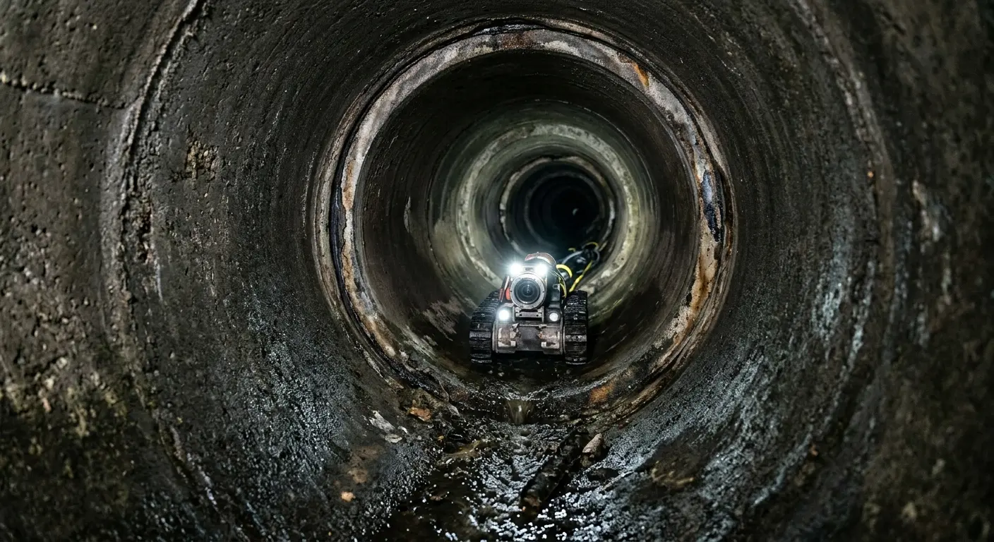 Robotic sewer camera inspecting pipe interior for Sewer Line Cleaning in Laketon